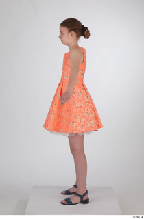  Selin drape dressed orange short dress standing whole body 0011.jpg